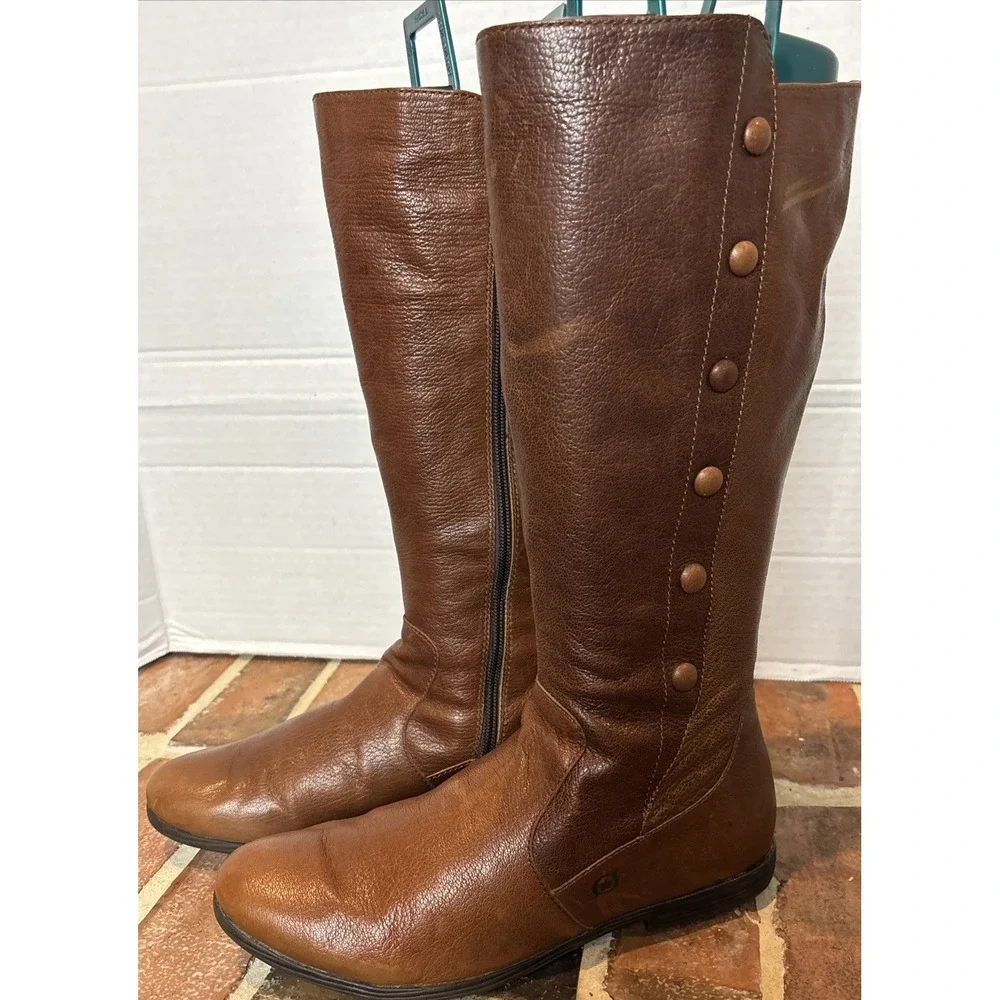 BORN SAGE NATURAL KNEE HIGH RIDING BOOTS SIZE STEAMPUNK SIZE 8 (T5)